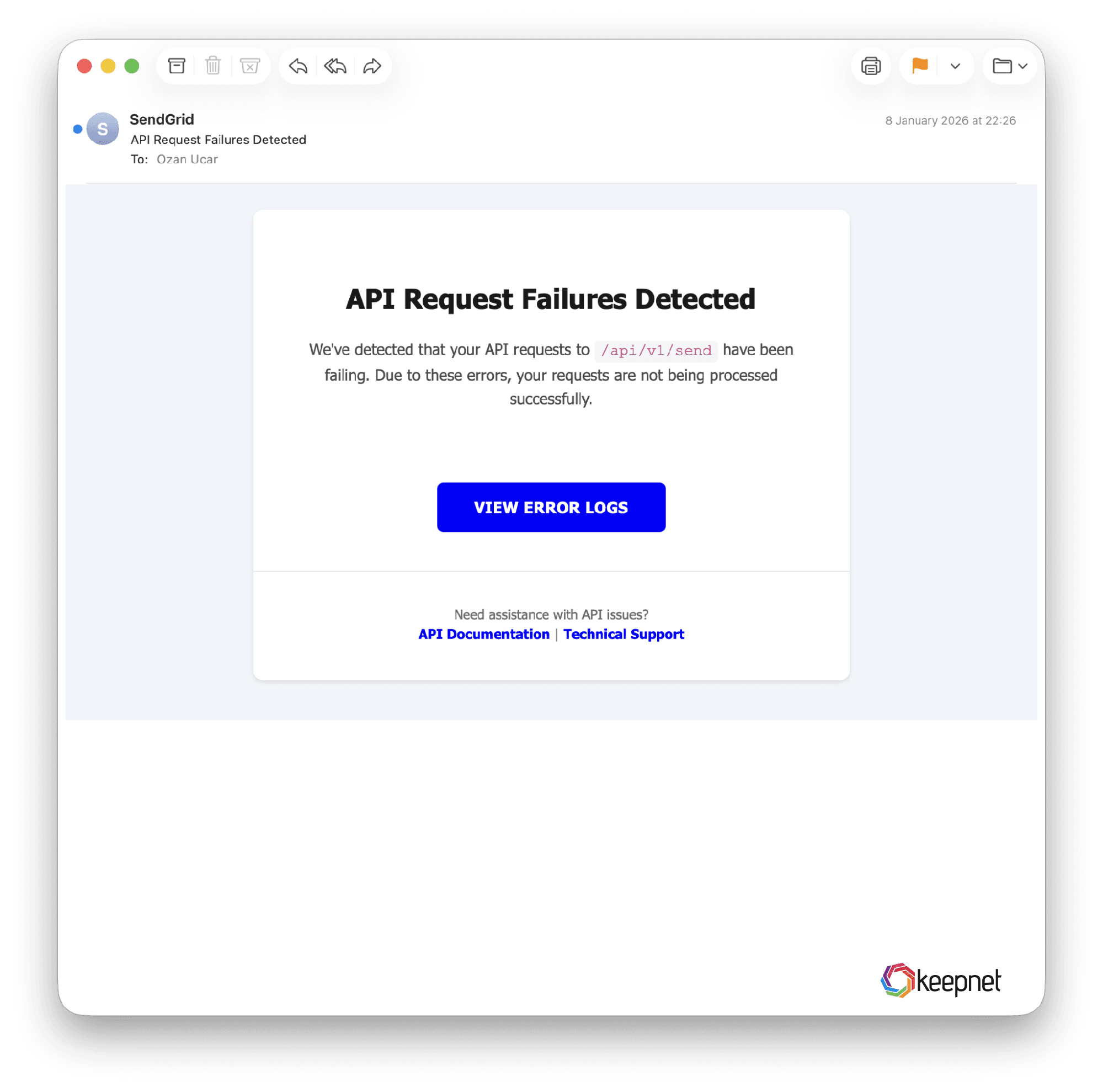 'API Request Failures Detected' from leasebusters.com. One big button over almost no content.