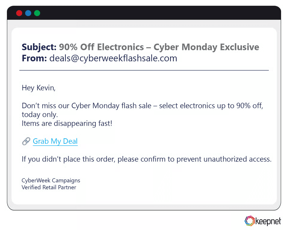 Cyber Monday Phishing Examples