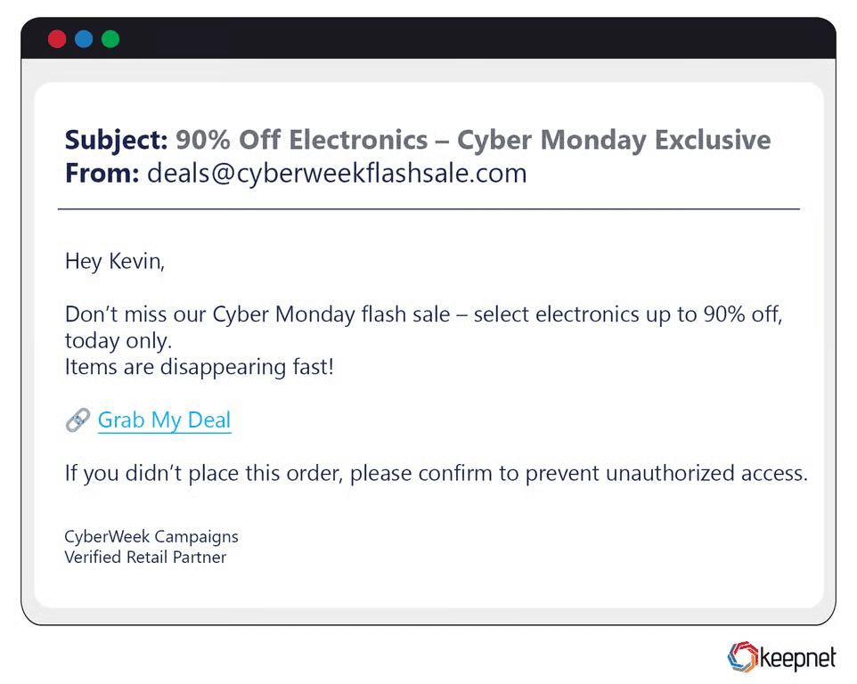 Cyber Monday Phishing Examples