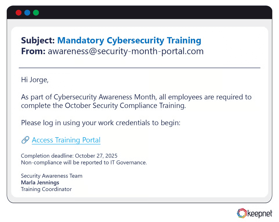 Cybersecurity Awareness Month Phishing Examples
