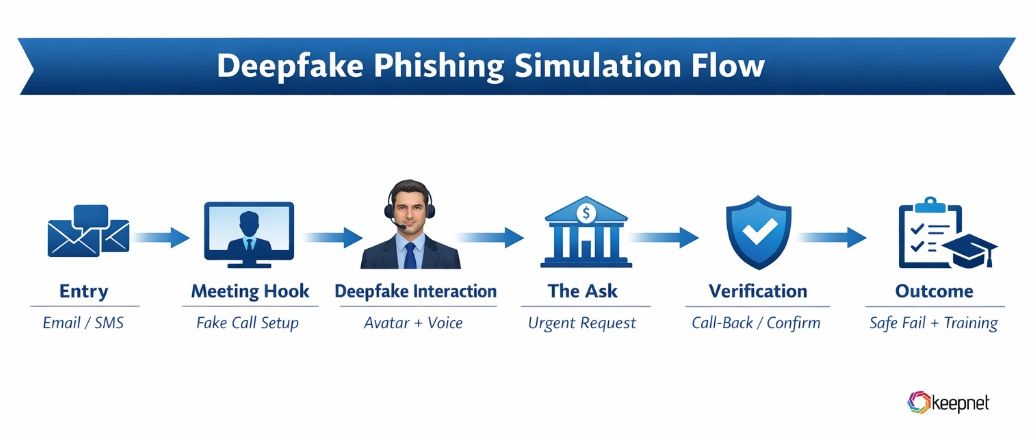 Deepfake Phishing Attack Simulation Flow