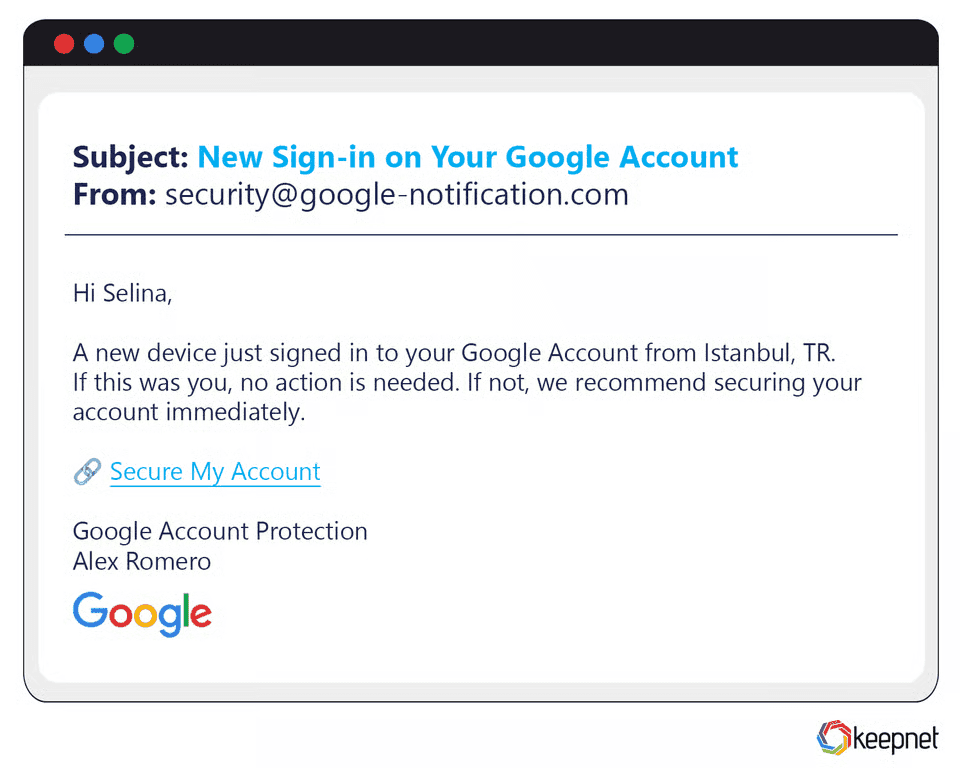 Google Phishing Examples