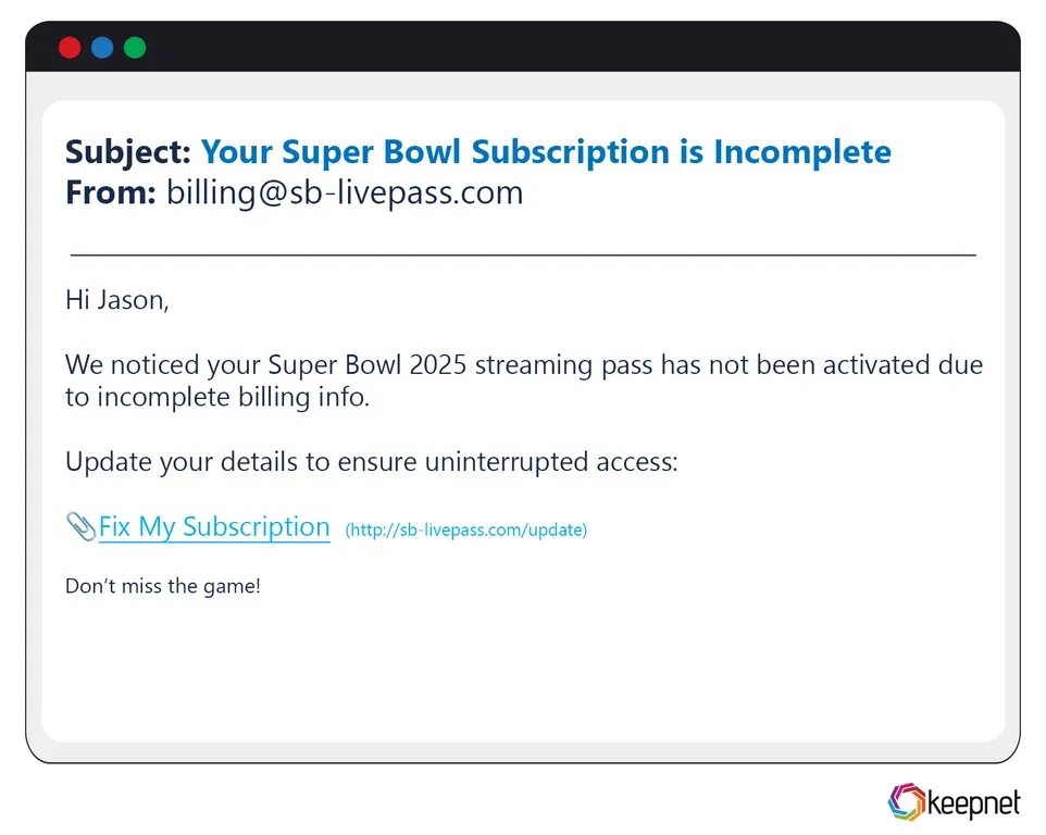 Major Sporting Event Phishing Examples