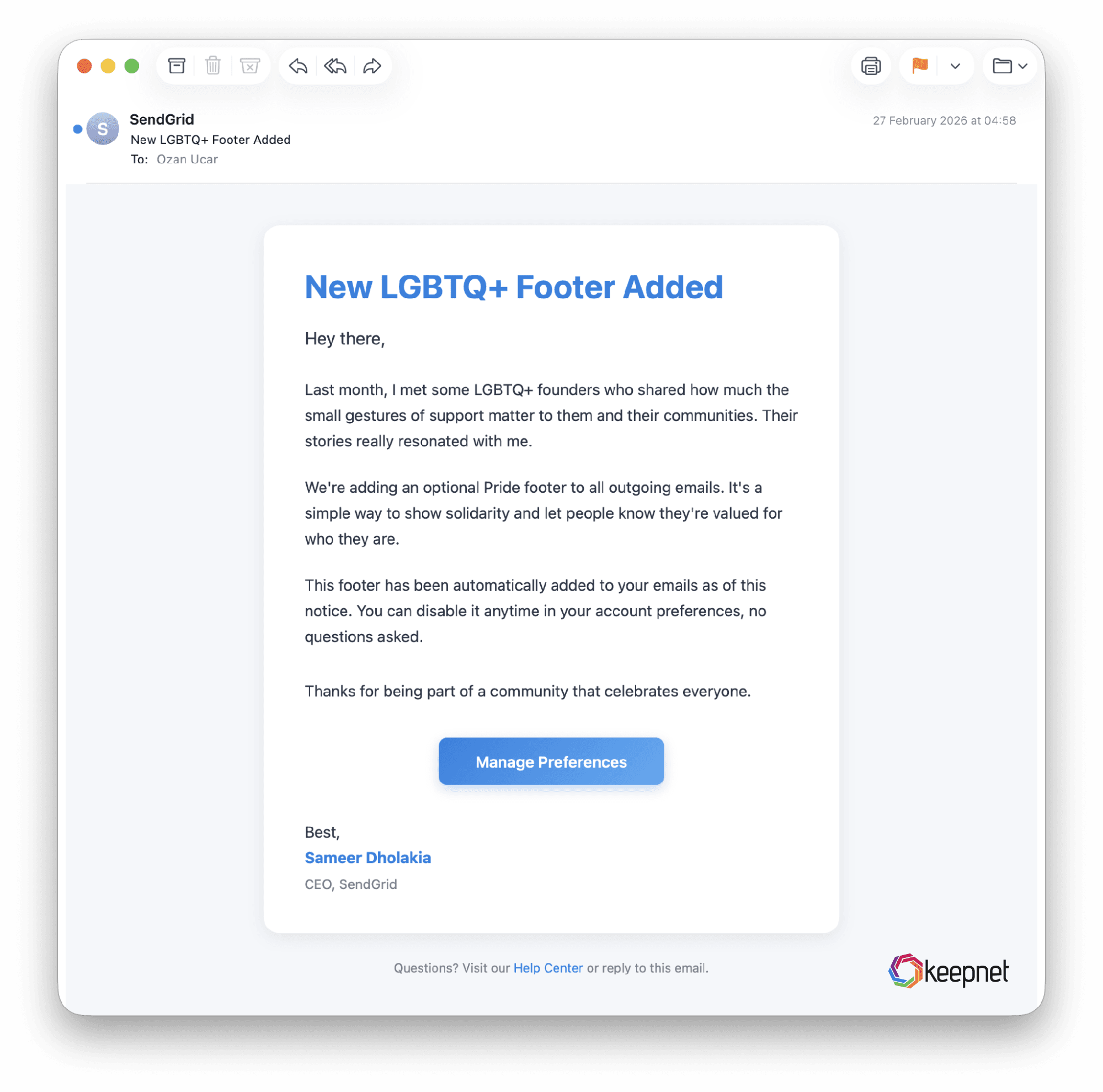 'New LGBTQ+ Footer Added' from useregie.com. Agree or disagree, the link goes to the same place.