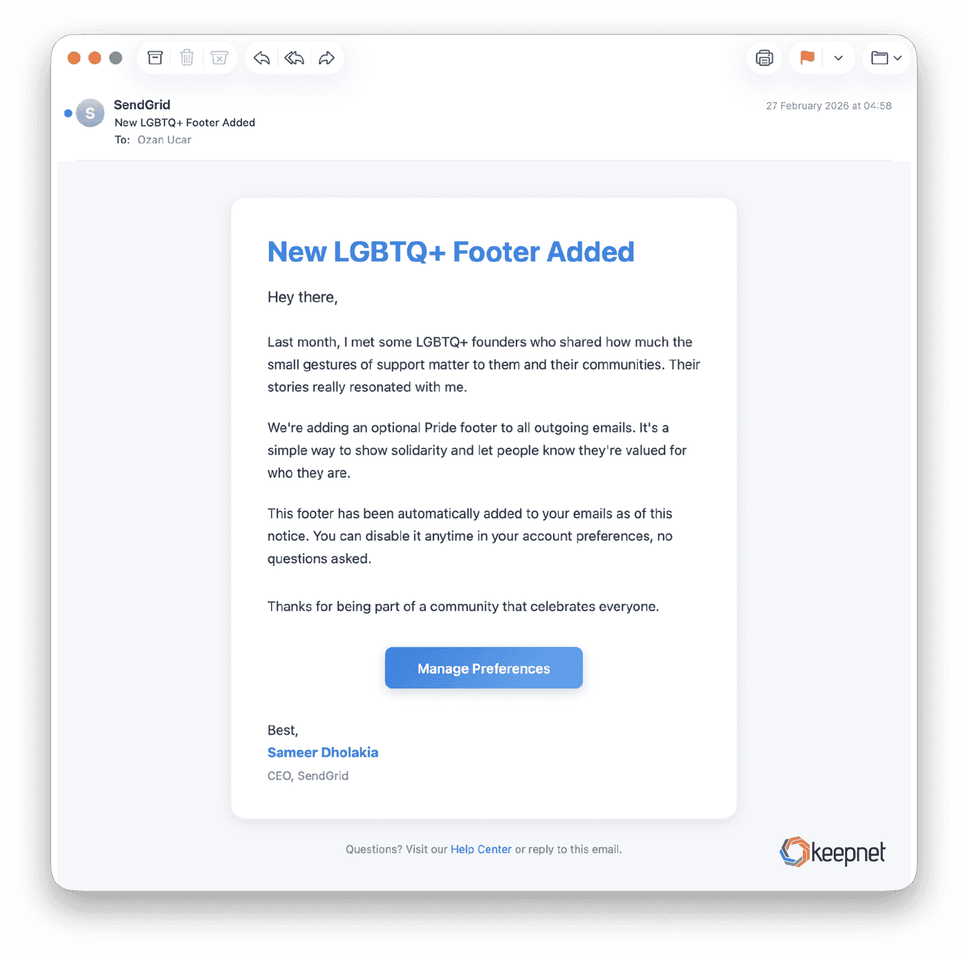 'New LGBTQ+ Footer Added' from useregie.com. Agree or disagree, the link goes to the same place.
