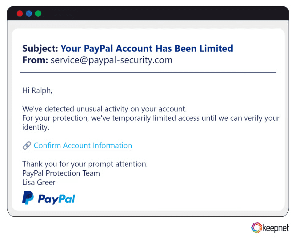 PayPal Phishing Examples