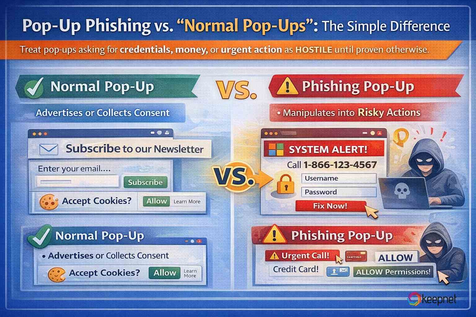 Picture 4: Pop-Up Phishing vs. “Normal Pop-Ups”: The Simple Difference