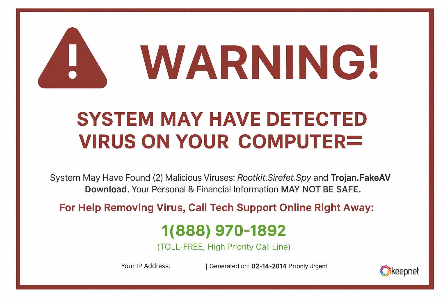 SEP can cause different types of scams, like a fake tech support scam