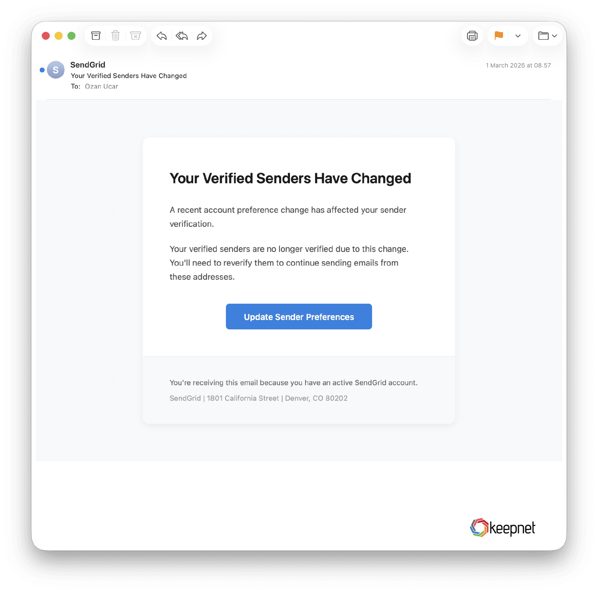 Your Verified Senders Have Changed' from starbucksindia.net. The domain alone should end it.