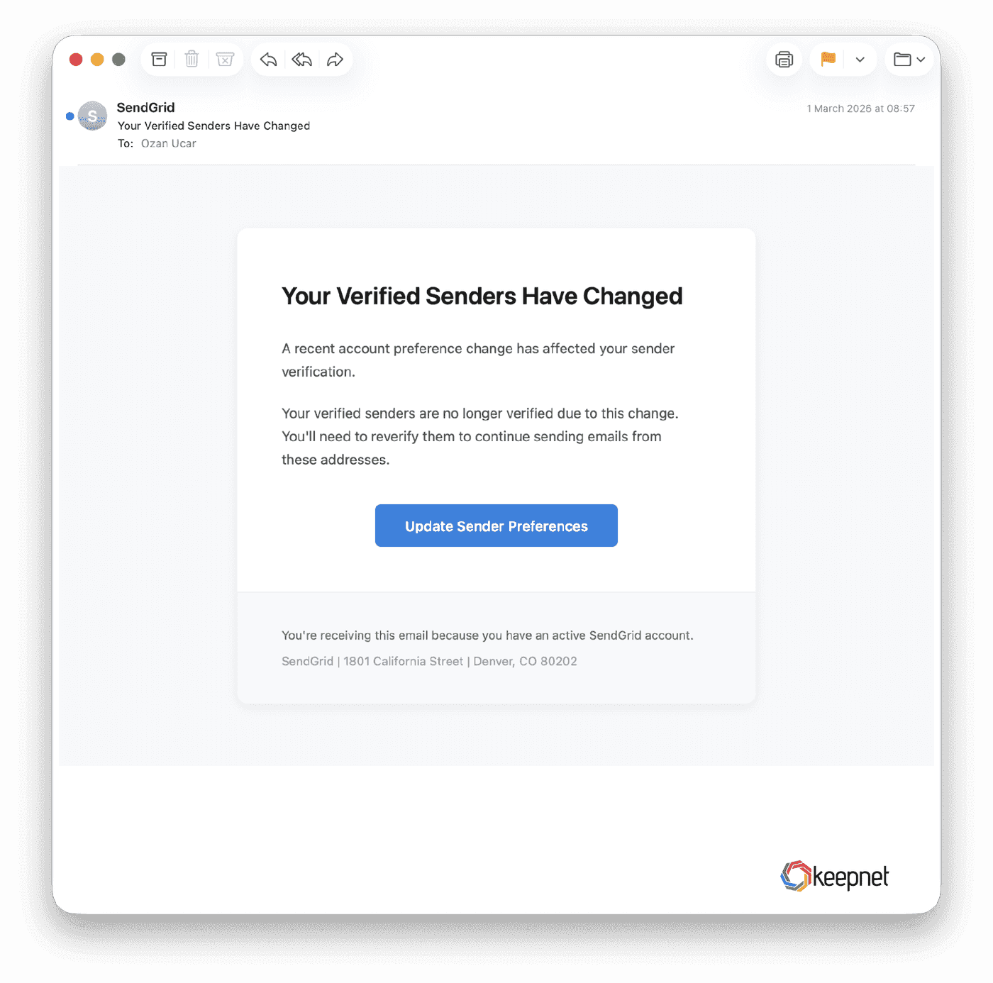 Your Verified Senders Have Changed' from starbucksindia.net. The domain alone should end it.