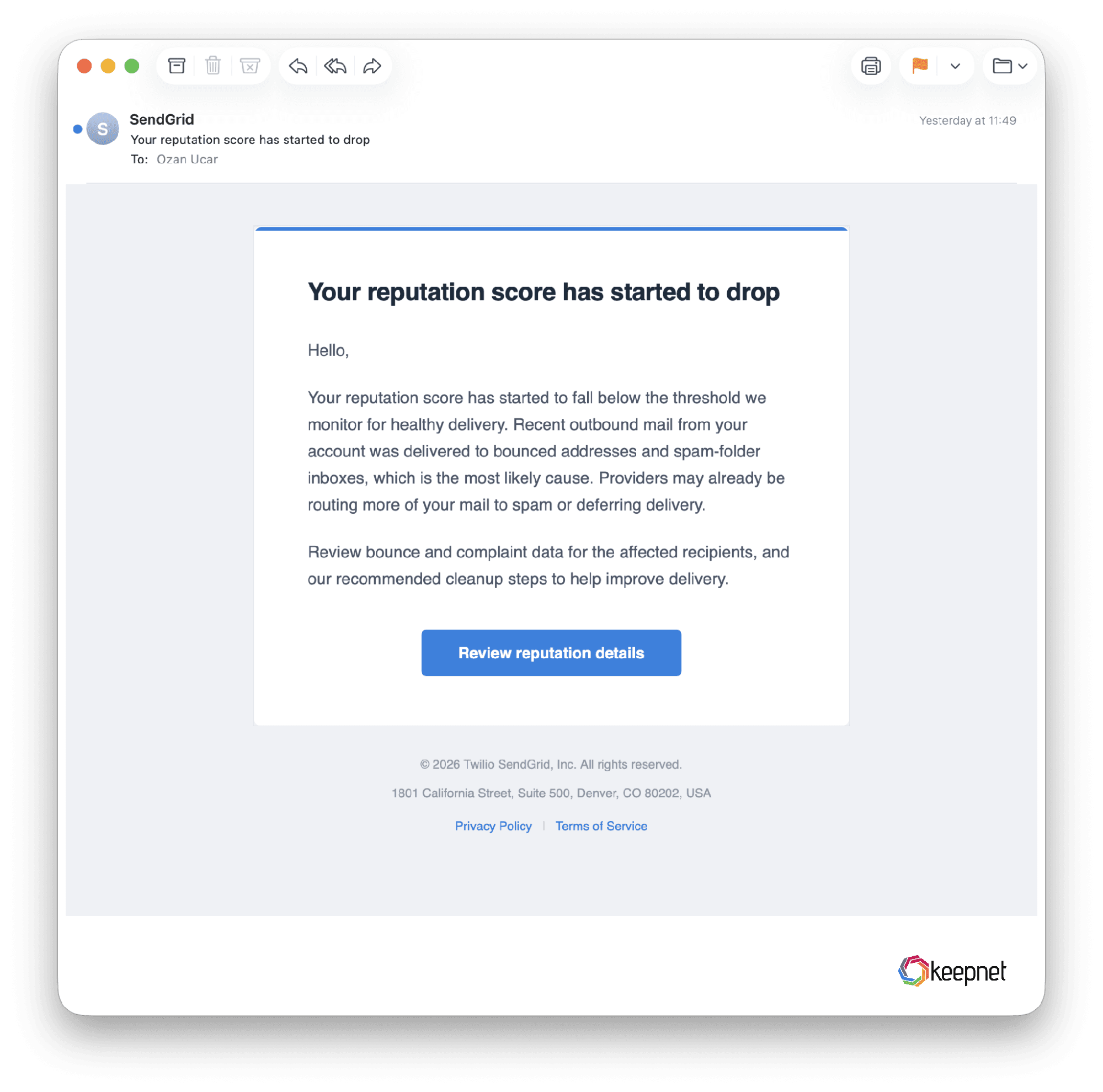 Your reputation score has started to drop' from esmsolutions.com. Pure loss aversion.